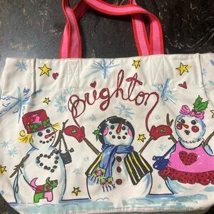Brighton Festive Snowman Tote - White and Red